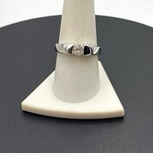 Sterling Silver Cubic Zircon Wedding Engagement Promise Band Solitaire Ring 9.25